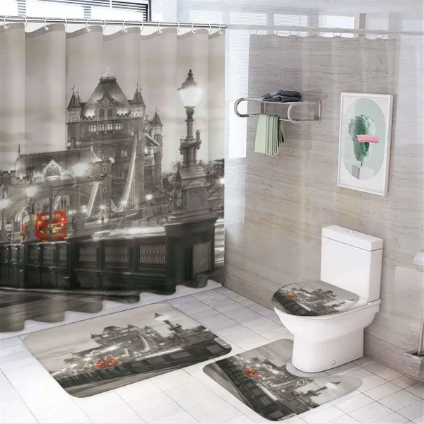 Urban Life Scenery on a shower curtain