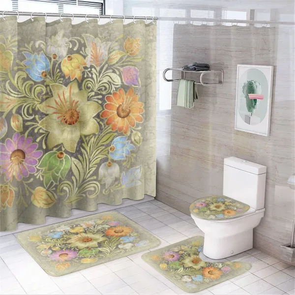 Vintage Bouquet Bridal on a shower curtain