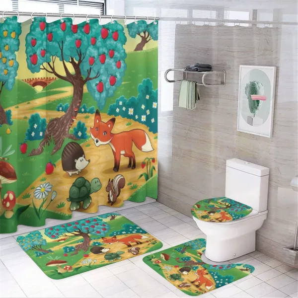Woodland Happy Animals on a shower curtain
