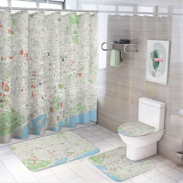 Barcelona Streets Parks on a shower curtain