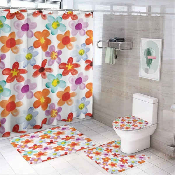 Colorful Daisy Buds on a shower curtain