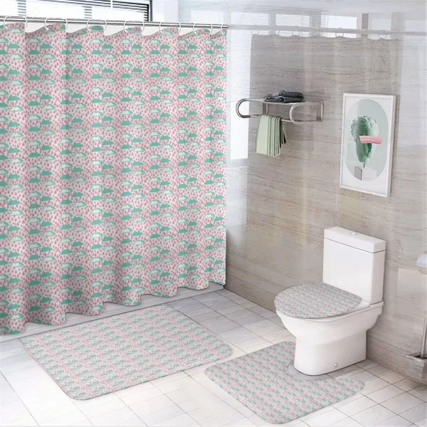 Doodle Clouds and Raindrops on a shower curtain
