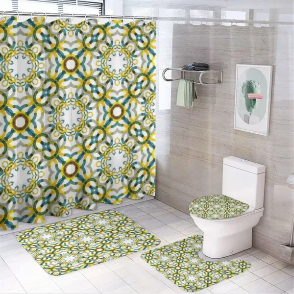 Geometric Lace Pattern on a shower curtain