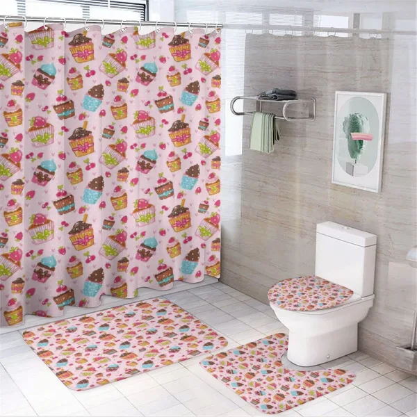 Kitchen Cupcakes Muffins on a shower curtain