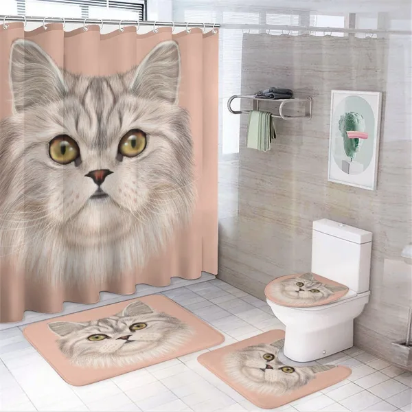 Love Cat Words Portrait on a shower curtain