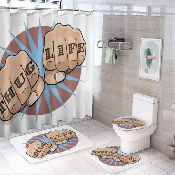 Punching Fists Comic Book on a shower curtain