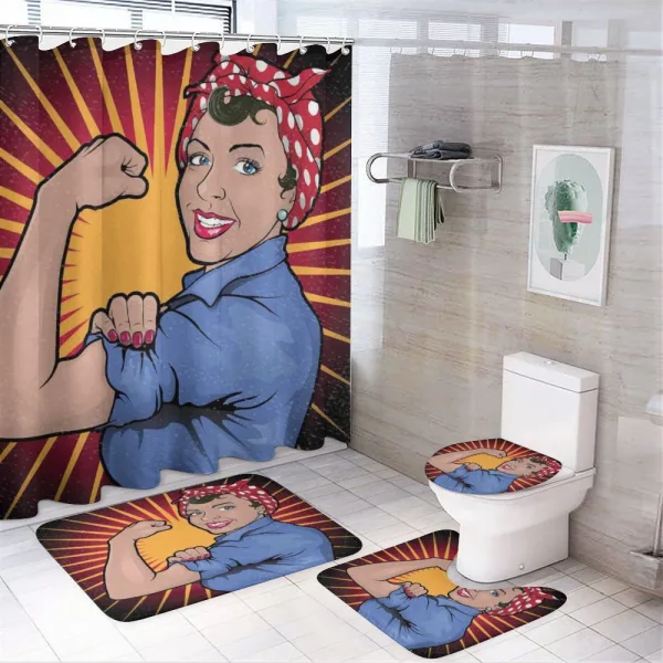 Retro Powerful Woman on a shower curtain