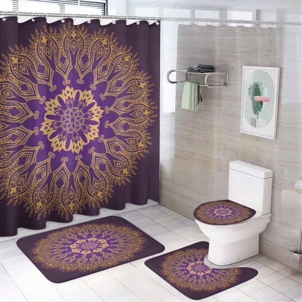 Round Folkloric Pattern on a shower curtain