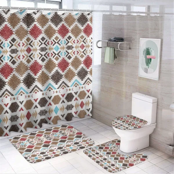 Traditional Hand Drawn Geometric on a shower curtain
