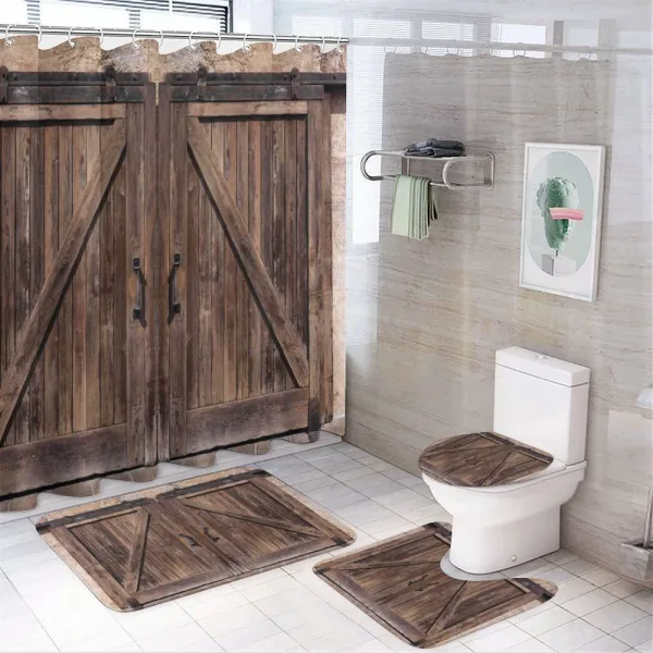 Wooden Barn Door Image on a shower curtain