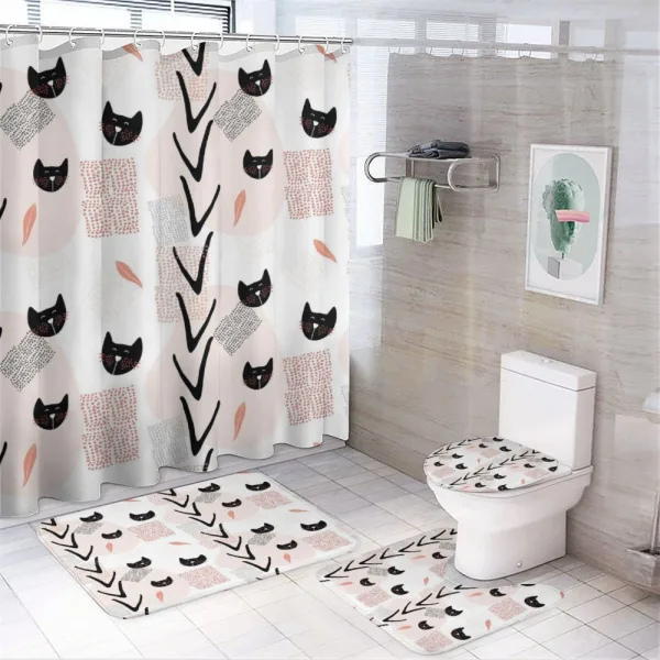 Cat Faces Dotted on a shower curtain