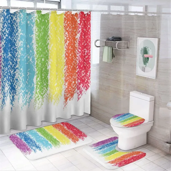 Cheerful Pastel Painting on a shower curtain