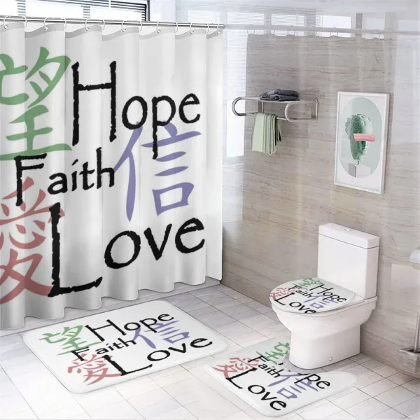 Chinese Faith Love on a shower curtain