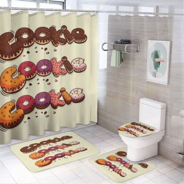 Doodle Style Bakery Theme on a shower curtain