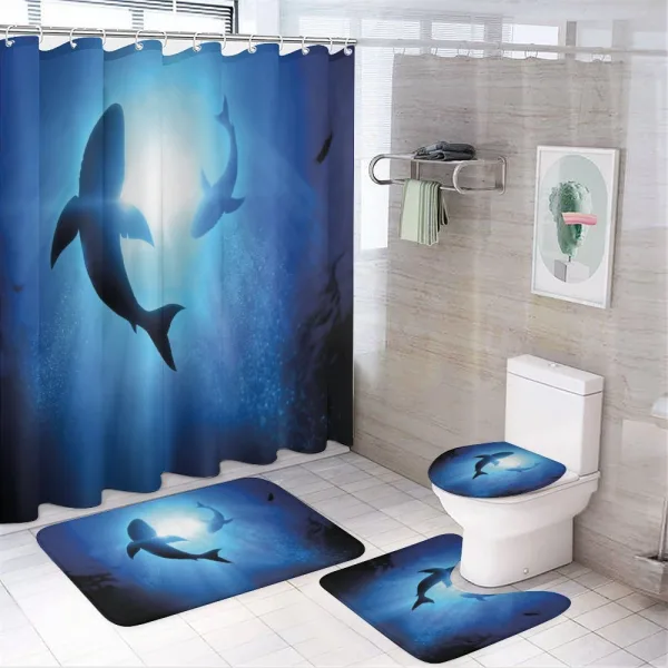 Fishes Circling in Ocean on a shower curtain