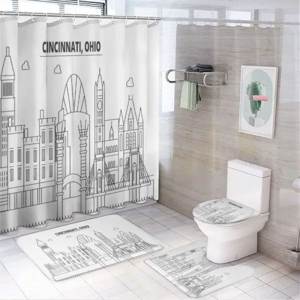 Geometric Drawn Urban on a shower curtain