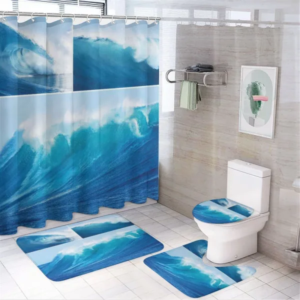 Giant Sea Ocean Waves on a shower curtain