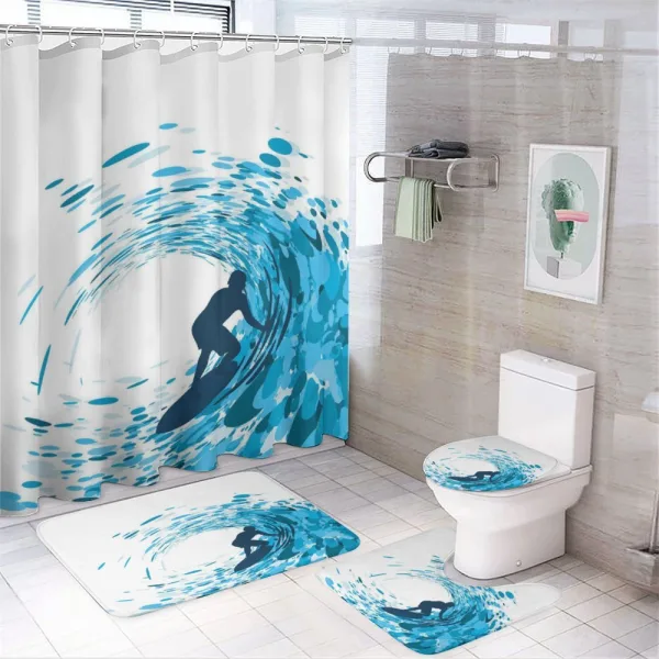Huge Wave Athlete on a shower curtain
