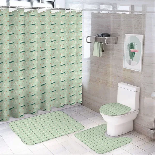 Lifebuoy Sailboats Stars on a shower curtain