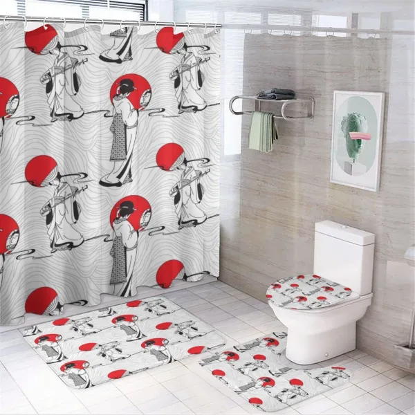 Modern Japanese on a shower curtain