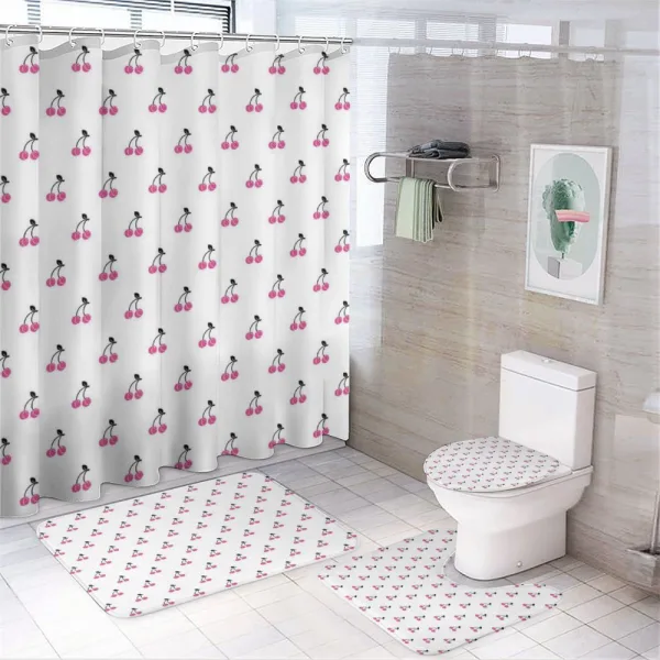 Red Pie Cherry on a shower curtain