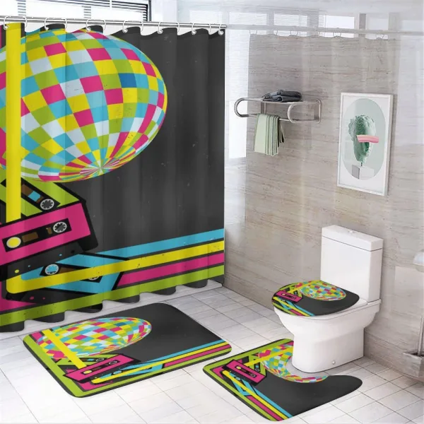 Retro Disco Ball on a shower curtain