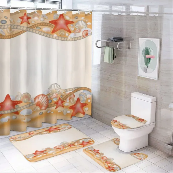 Sand Seashells Ropes on a shower curtain