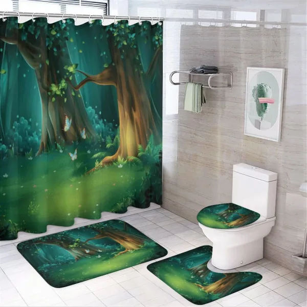 Trees and Butterflies Scenic on a shower curtain