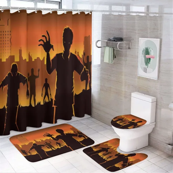 Abandoned City Halloween on a shower curtain