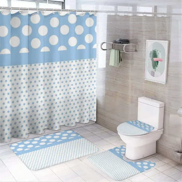 Baby Blue Polka Dots on a shower curtain