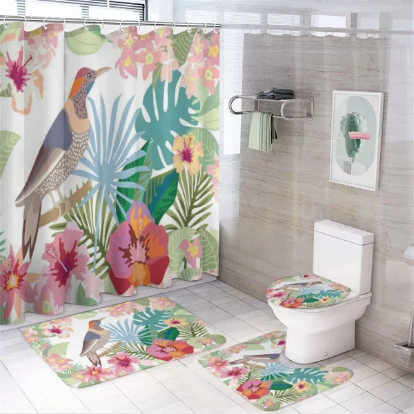 Blossoming Exotic Flowers on a shower curtain