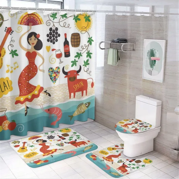Bull Guitar and Dancer on a shower curtain
