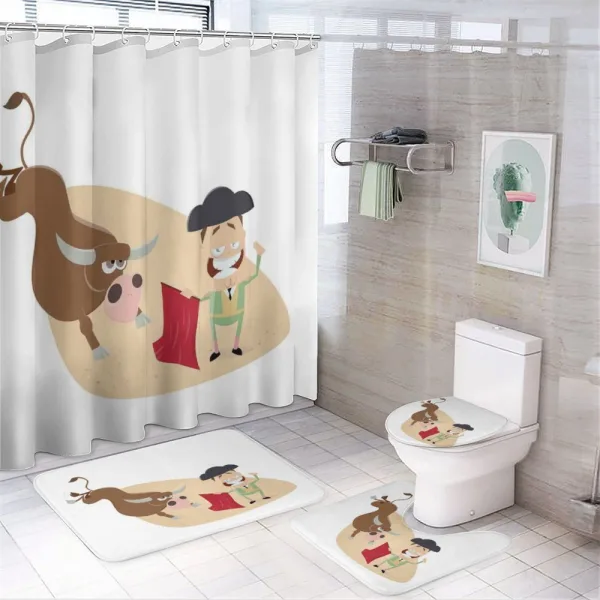 Cartoon Matador Bull on a shower curtain