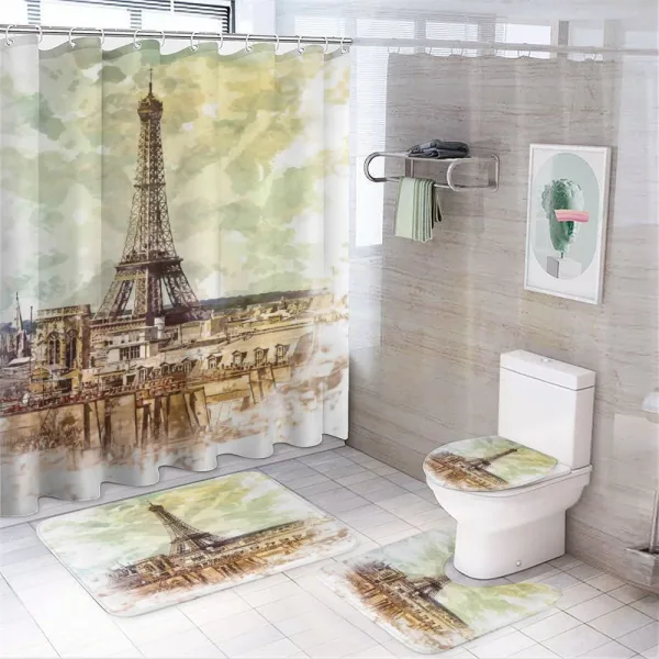 Eiffel Tower Skyline on a shower curtain