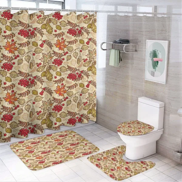 Fall Themed Mixed Pattern on a shower curtain