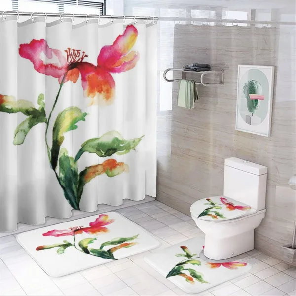 Flowering Poppy on a shower curtain