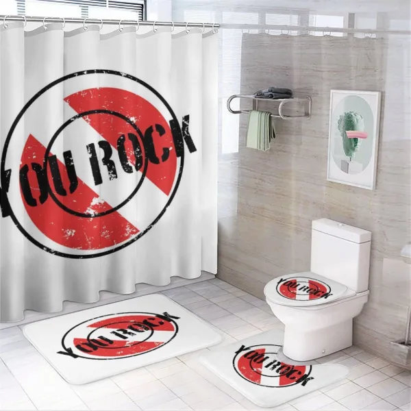 Grunge Look Stamp Graphic on a shower curtain