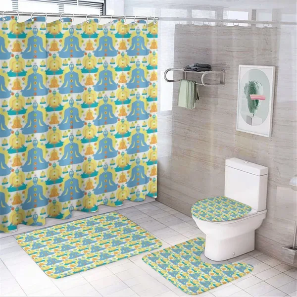 Man Meditating on a shower curtain