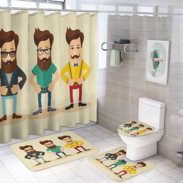 Men Hipster Fashion Sketch on a shower curtain