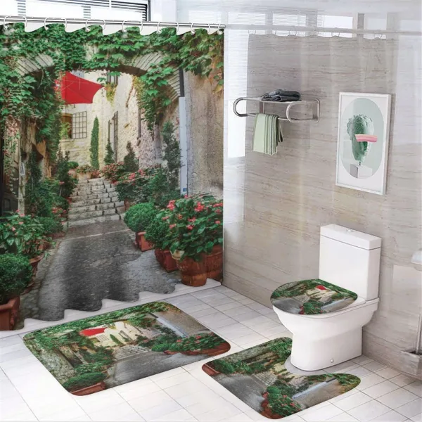 Old Street Flowers on a shower curtain