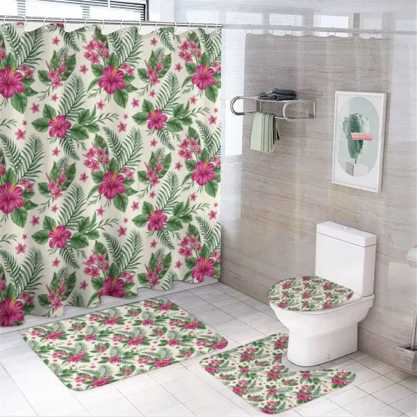 Plumeria Hibiscus on a shower curtain