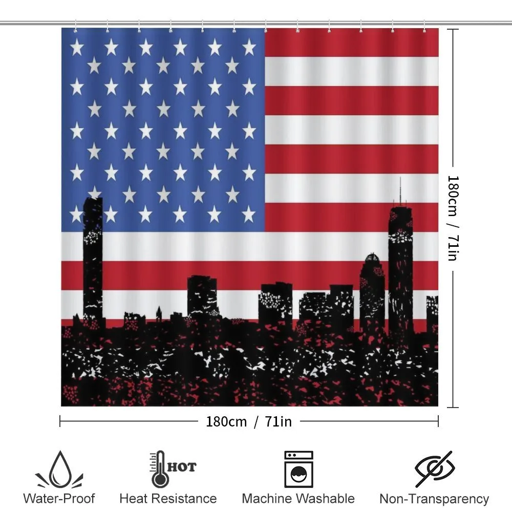 Skyline and US Flag — Detail 2