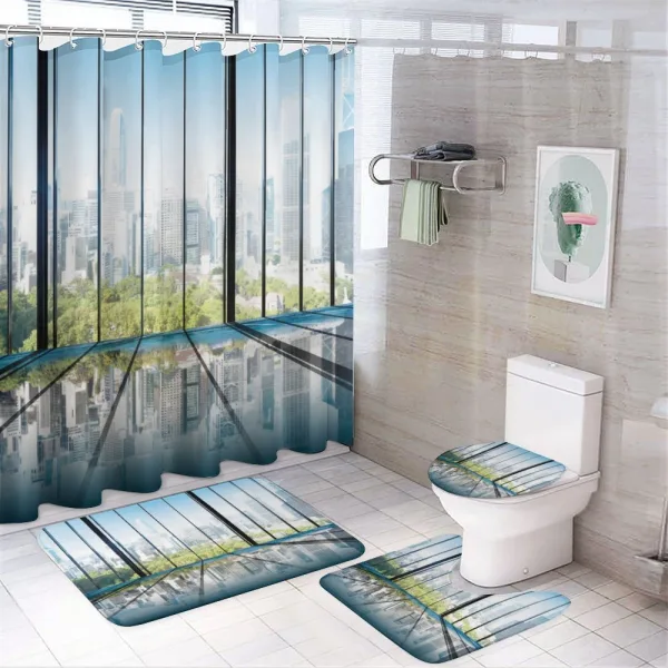 Skyscrapers City Scenery on a shower curtain