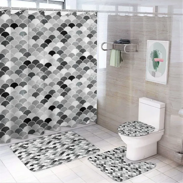 Squama Motif and Scales on a shower curtain