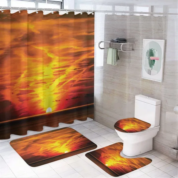 Sunset over Horizon Sea on a shower curtain