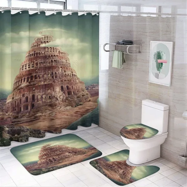 Tower Of Babel Clouds on a shower curtain
