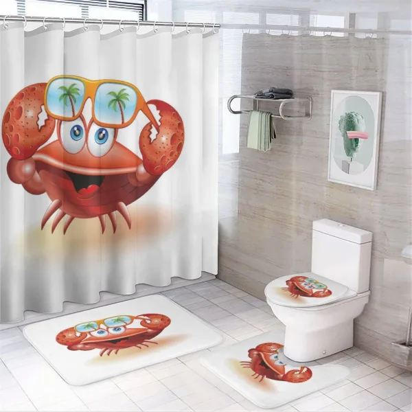 Comic Mascot Sunglasses on a shower curtain