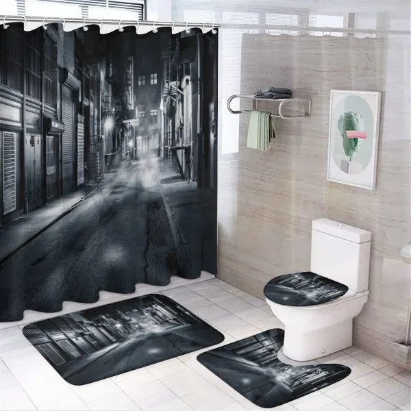Dark Urban NYC Scenery on a shower curtain