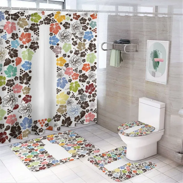 Fallen Leaves Dots Bottle on a shower curtain