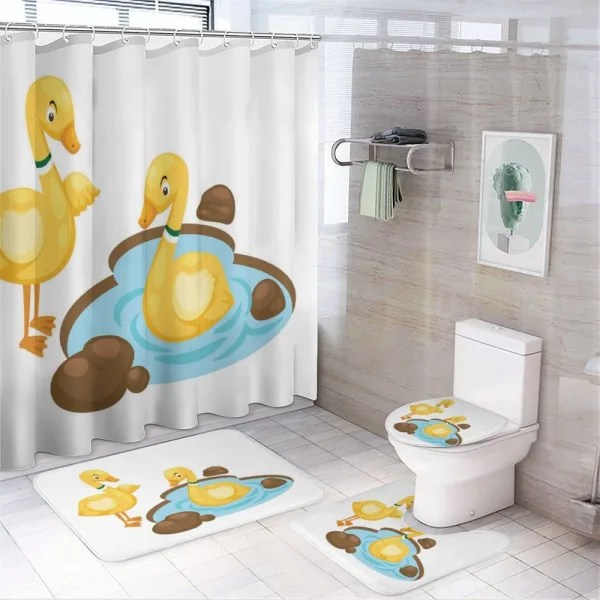 Funny Cartoon Style Animals on a shower curtain